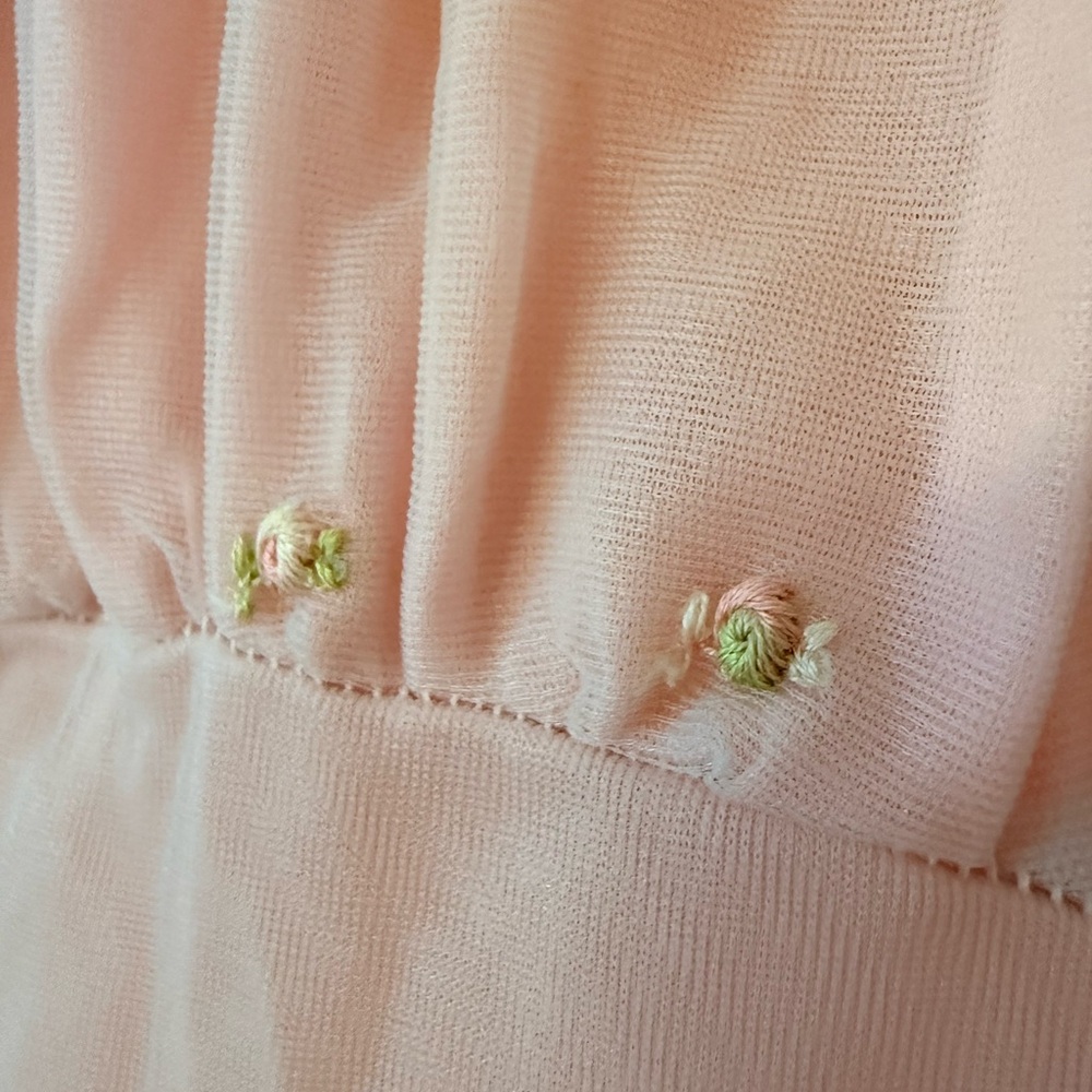 Vintage Gmc Nightgown Coquette Pink & Blue Pastel Ditsy Floral Embroidered XS - Picture 6 of 13